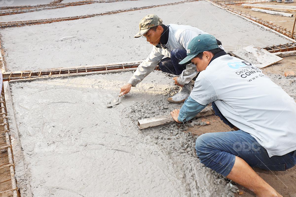 Thi công nhà hàng bằng phương pháp xoa sàn bê tông