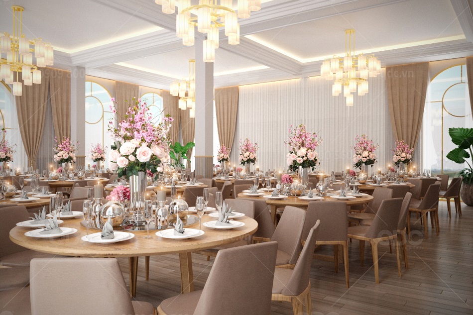 Mẫu thiết kế nhà hàng tiệc cưới đẹp sang trọng năm 2020